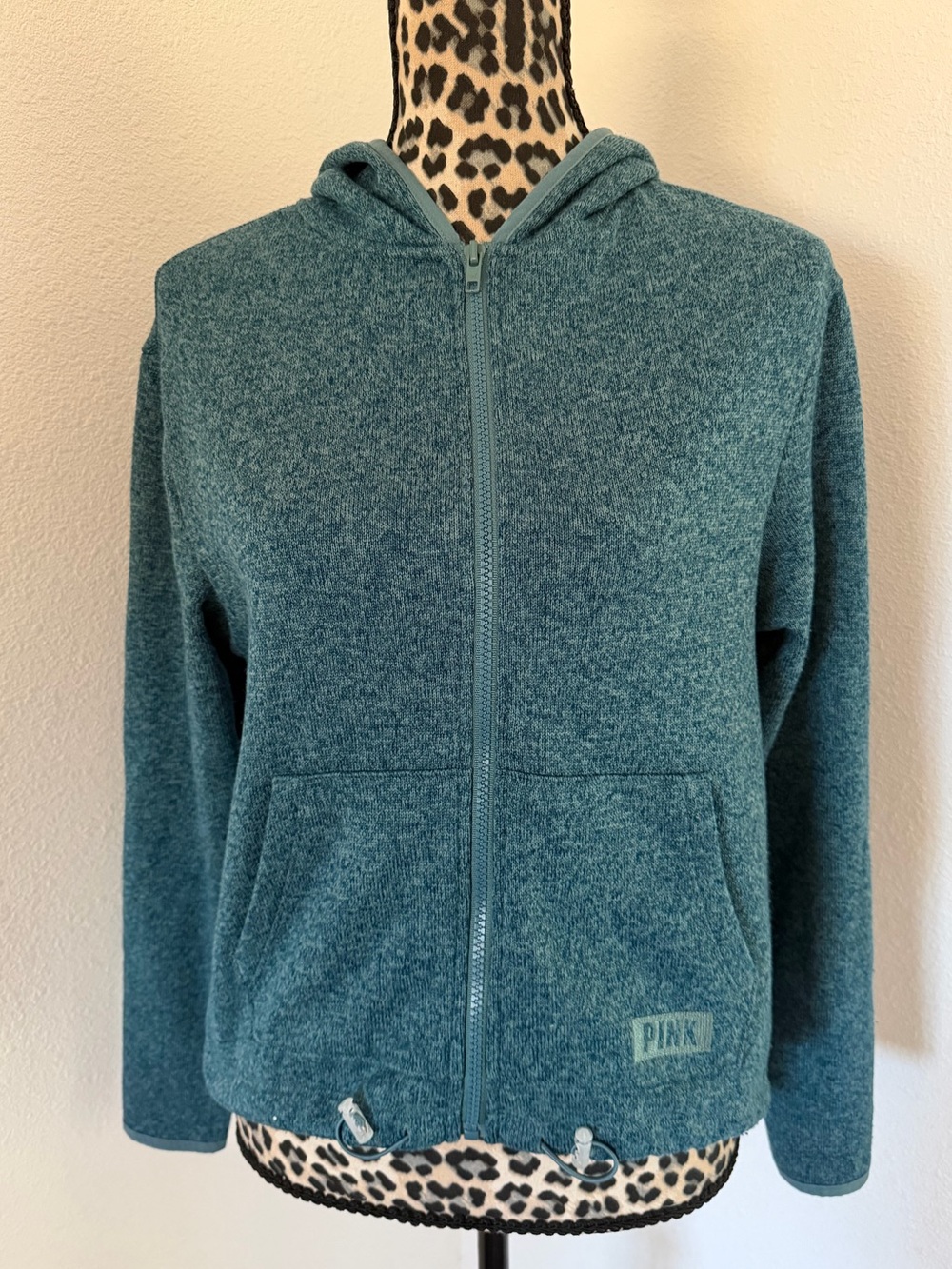 PINK Victoria's Secret Zip Hoodie in dark teal color